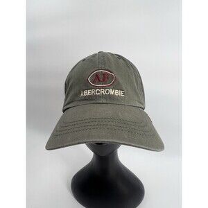 VTG Abercrombie & Fitch AF Logo Hat Green Adjustable Leather Strap Dad Cap Y2K